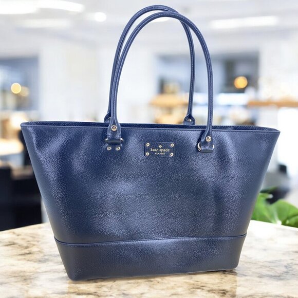 Kate Spade Large Leather Zippered Work Shopping Tote Bag - Picture 1 of 16